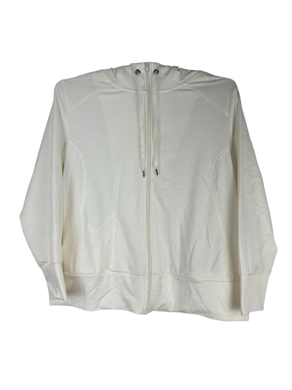 Olivia Warren Womens XL White Hoodie Lightweight Full-Zip Hooded Jacket